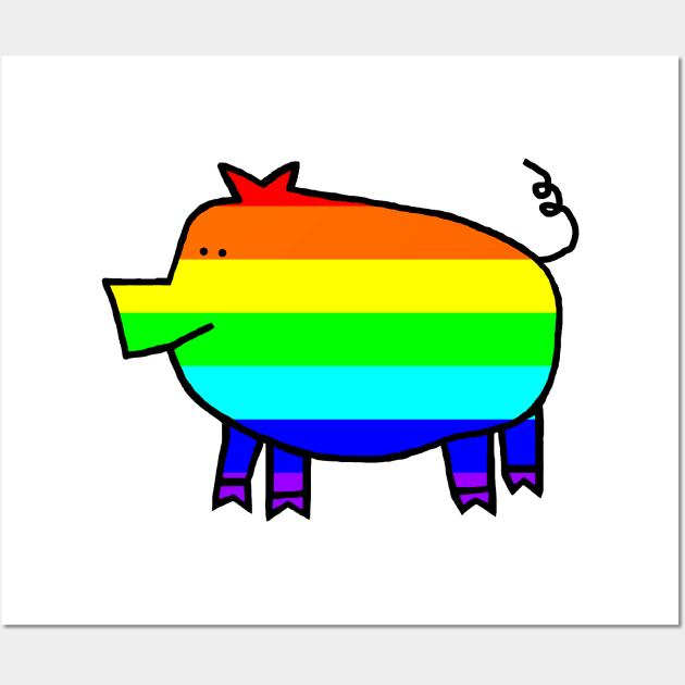 Rainbow Pig Wall Art by ellenhenryart